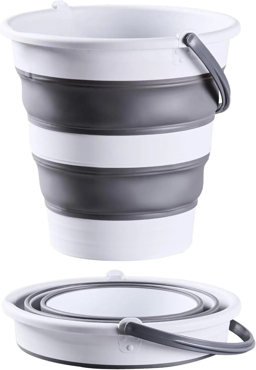 15L/4 Gal Large Collapsible Bucket with Handle - Portable Silicone Mop Bucket for Cleaning, Camping, Car Washing - Space-Saving for Outdoor, Fishing, Household  Pair of Silicone Gloves for Free