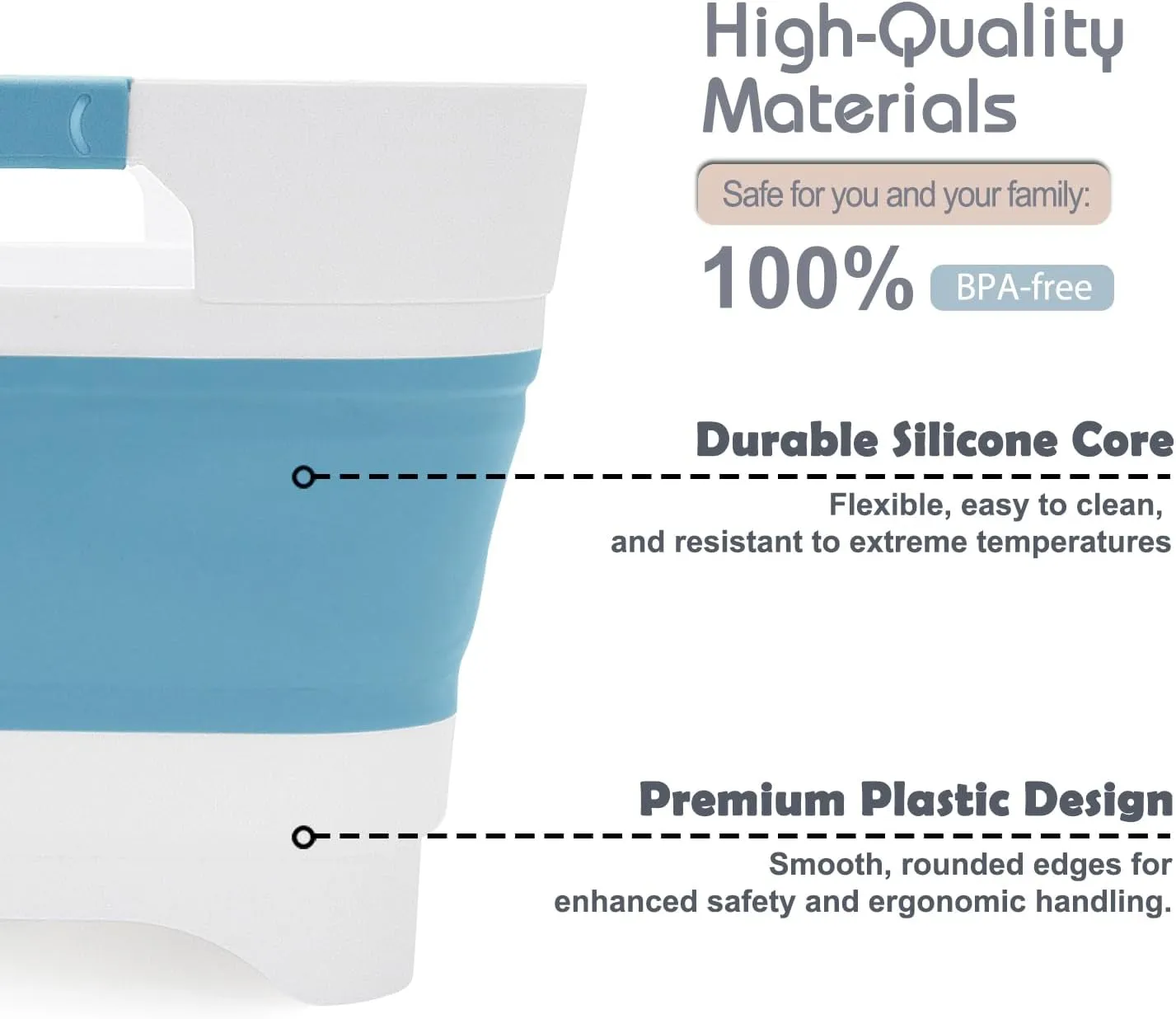 2.4 Gal Collapsible Wash Basin with Drain Plug, Space-Saving Multiuse Foldable Bucket, Portable Sink Tub, 9L Dishpan for Flush Pump Parts, Ice Beverage Tubs for Camping, Vegetable Washing, RV (Blue)
