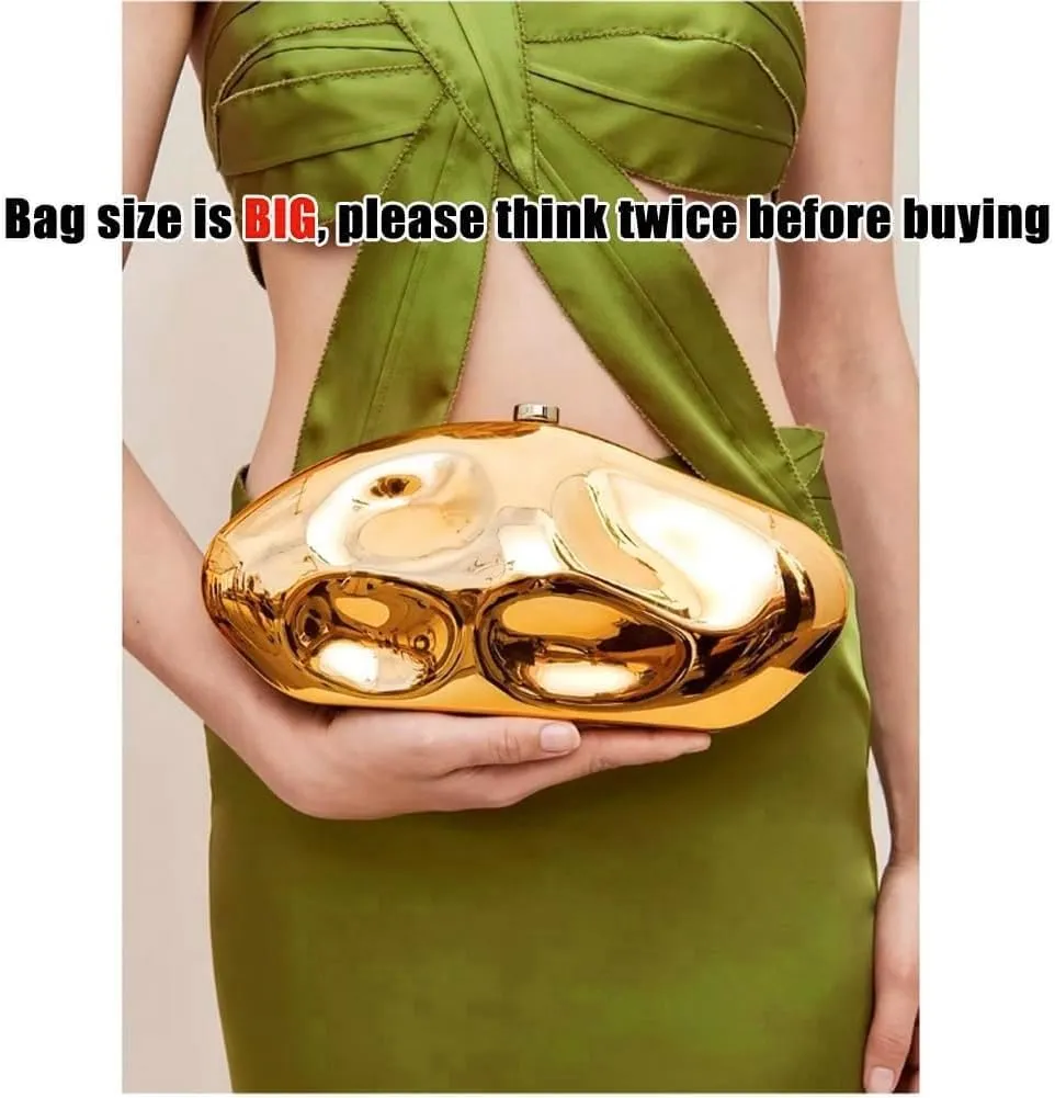 Acrylic Shell Clutch Purse for Women Metallic Evening Bag Large Designer Acrylic Handbag for Wedding Party Prom