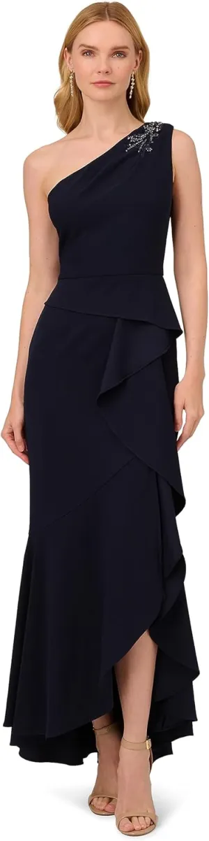 Adrianna Papell Women's Beaded Knit Crepe Gown