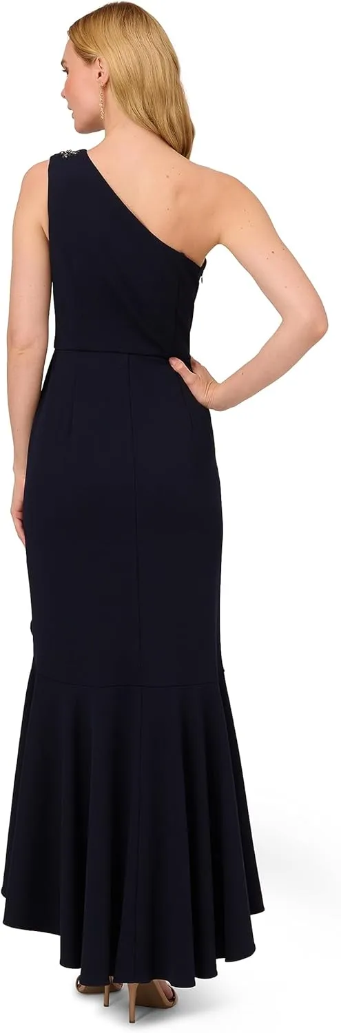 Adrianna Papell Women's Beaded Knit Crepe Gown