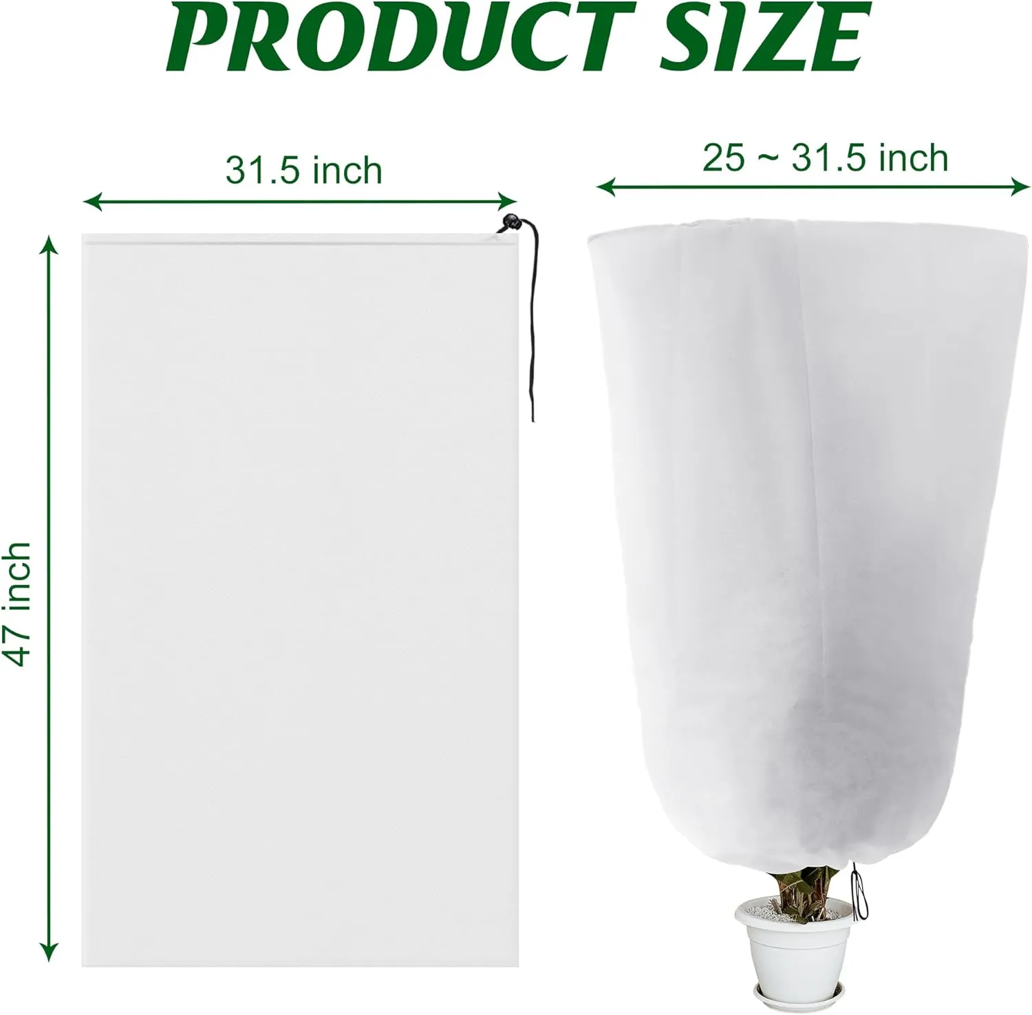 Alpurple 3 Packs Winter Drawstring Plant Covers - 47" X 31.5" Warm Plant Protection Cover Bags, Frost Cloth Blanket Protecting Fruit Tree Potted Plants from Freezing Animals Eating