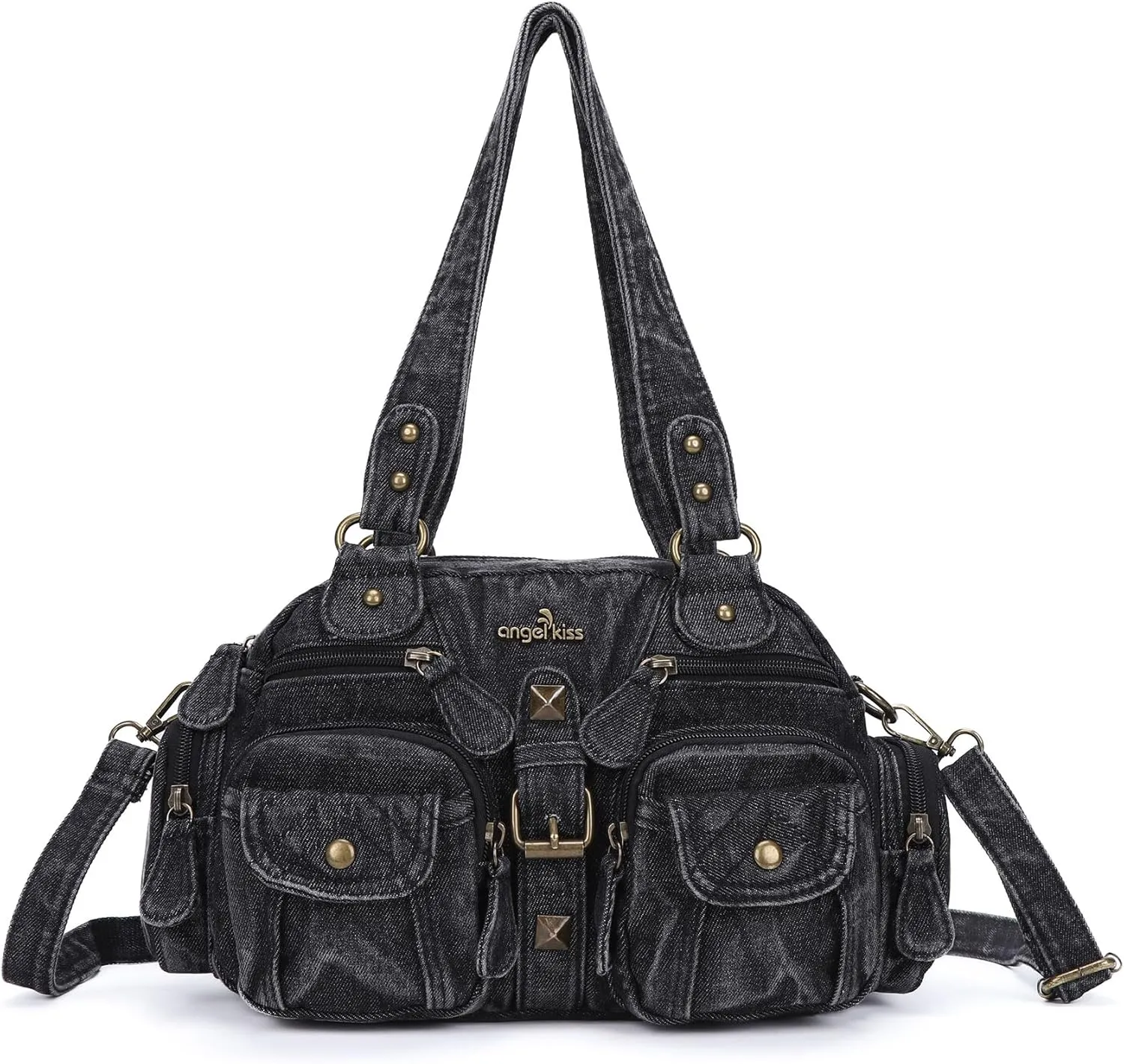 Angel Kiss Hobo Crossbody Purses for Women Shoulder Bag Multipocket Soft Hobo Purses Removable Strap Leather Handbags