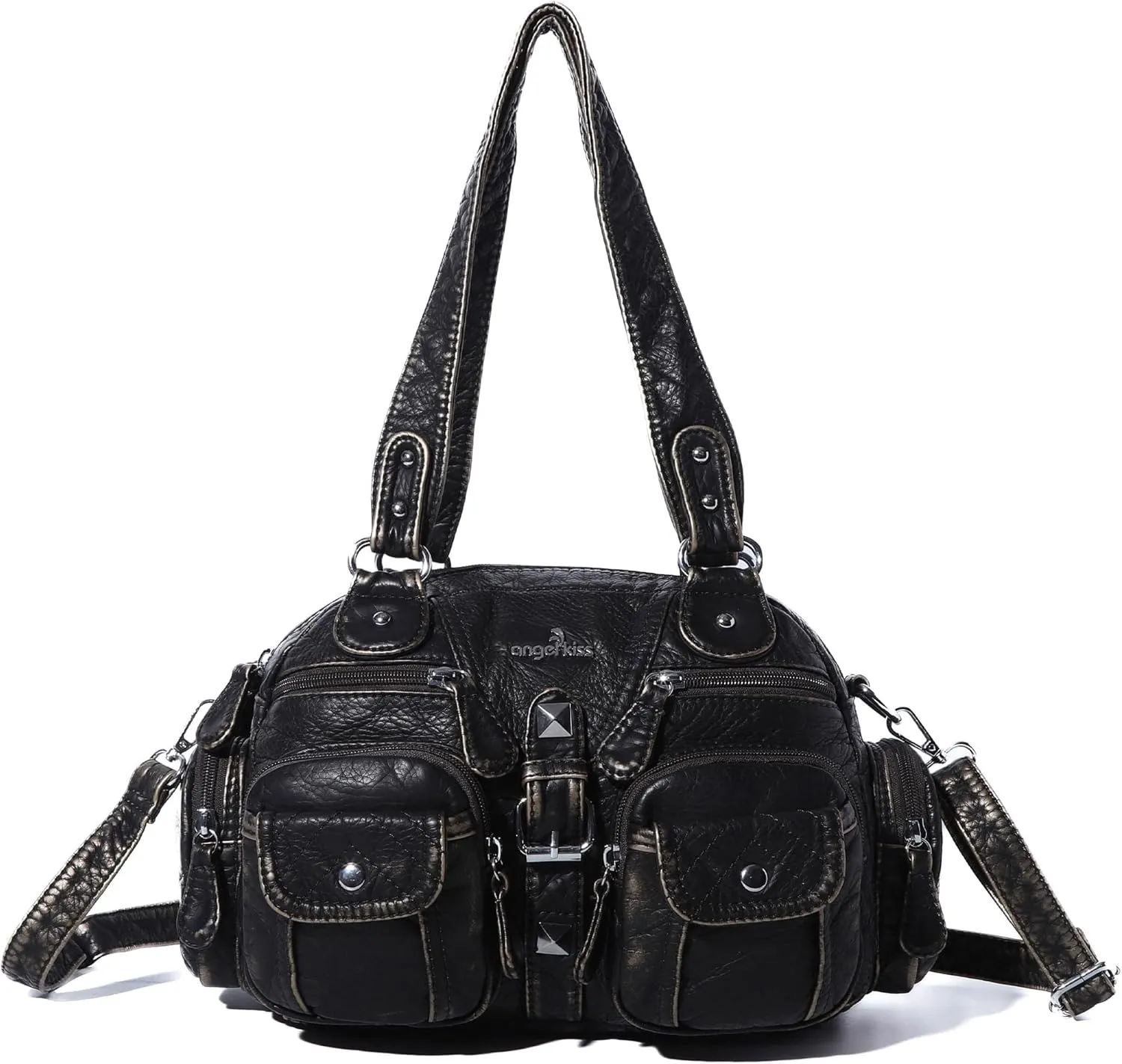 Angel Kiss Hobo Crossbody Purses for Women Shoulder Bag Multipocket Soft Hobo Purses Removable Strap Leather Handbags