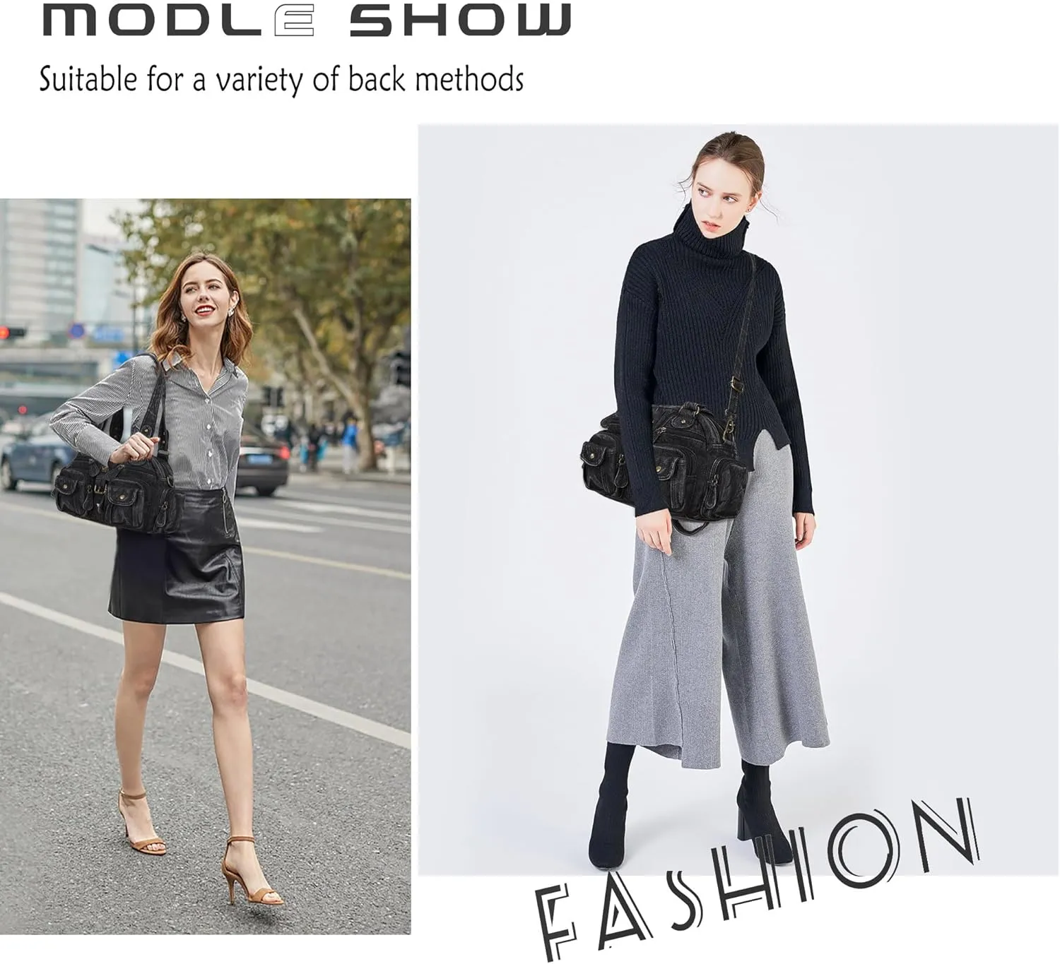 Angel Kiss Hobo Crossbody Purses for Women Shoulder Bag Multipocket Soft Hobo Purses Removable Strap Leather Handbags