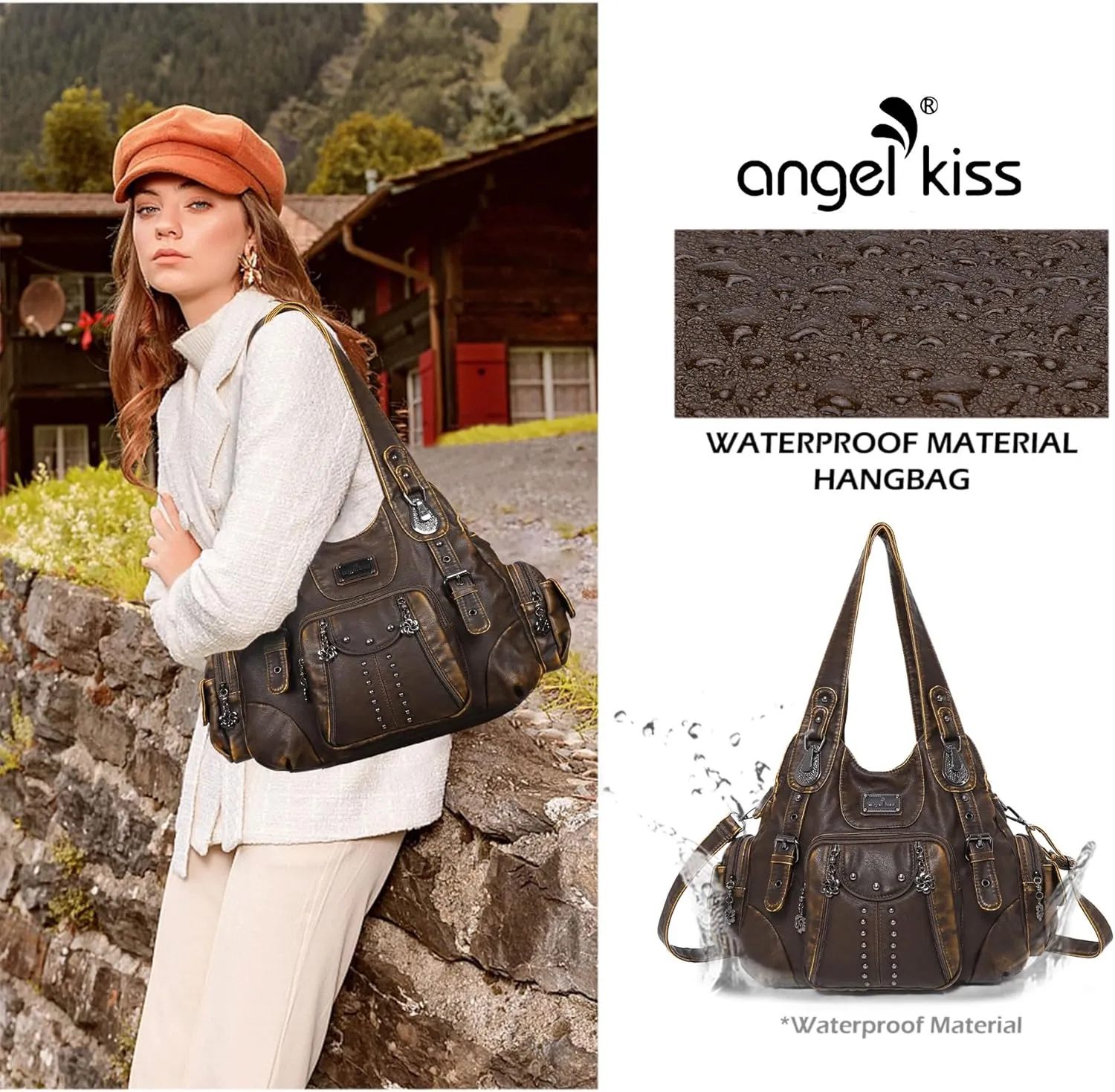 Angel Kiss Purses for Women Soft PU Leather Large Hobo Bags for Women Shoulder Bag