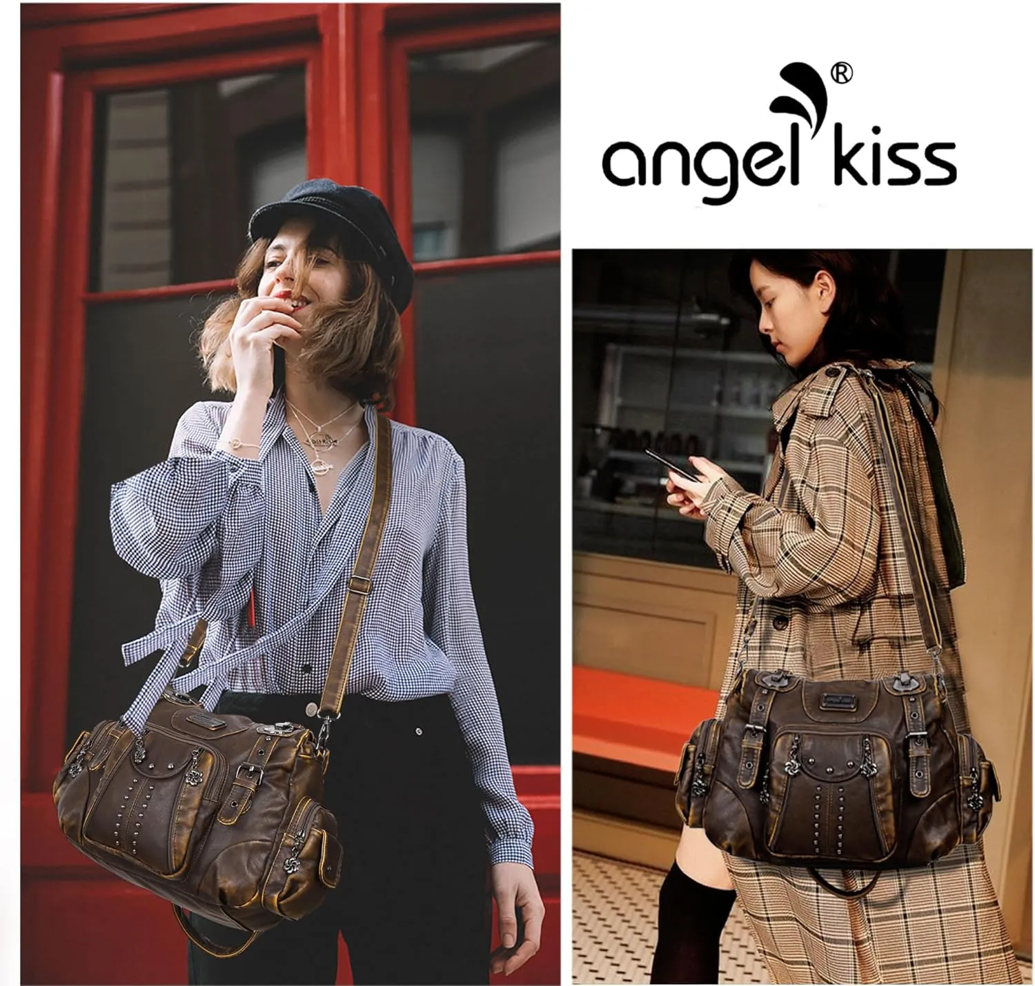 Angel Kiss Purses for Women Soft PU Leather Large Hobo Bags for Women Shoulder Bag