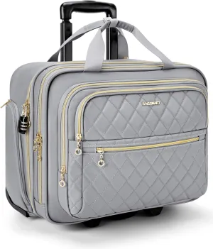 BAGSMART Rolling Laptop Bag Women, Fits 15.6 Inch Laptop, Underseat Carry On Luggage with Wheels, TSA Lock, Rolling Bag for Travel Work Business, Gray
