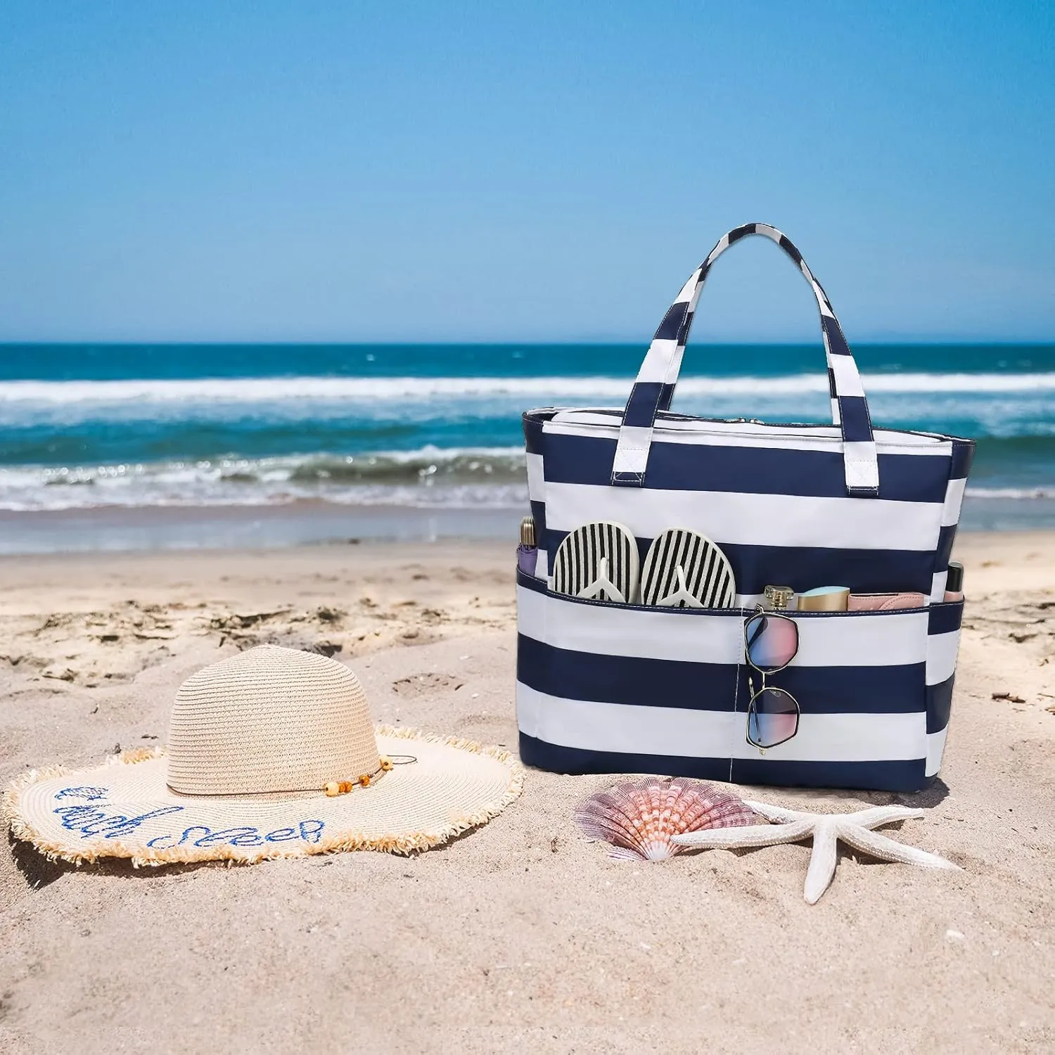 Beach Pool Bags Tote for Women Ladies Large Gym Tote Carry On Bag With Wet Compartment for Weekender Travel Waterproof