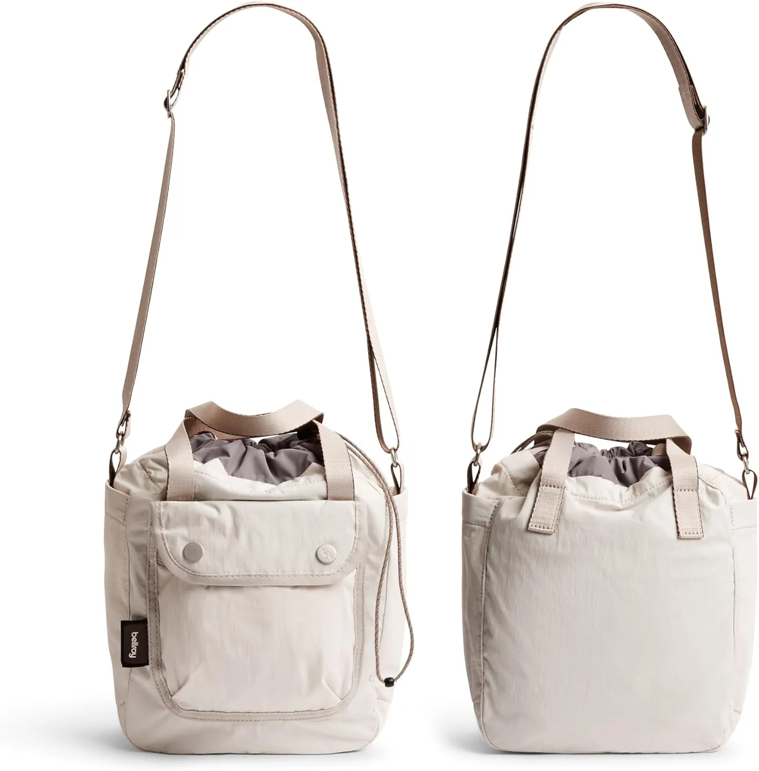 Bellroy Cinch Bucket Bag (compact 9 liter lightweight crossbody bag with external organization, internal zip pocket, adjustable shoulder strap, and adapts to be carried three ways) - Oat