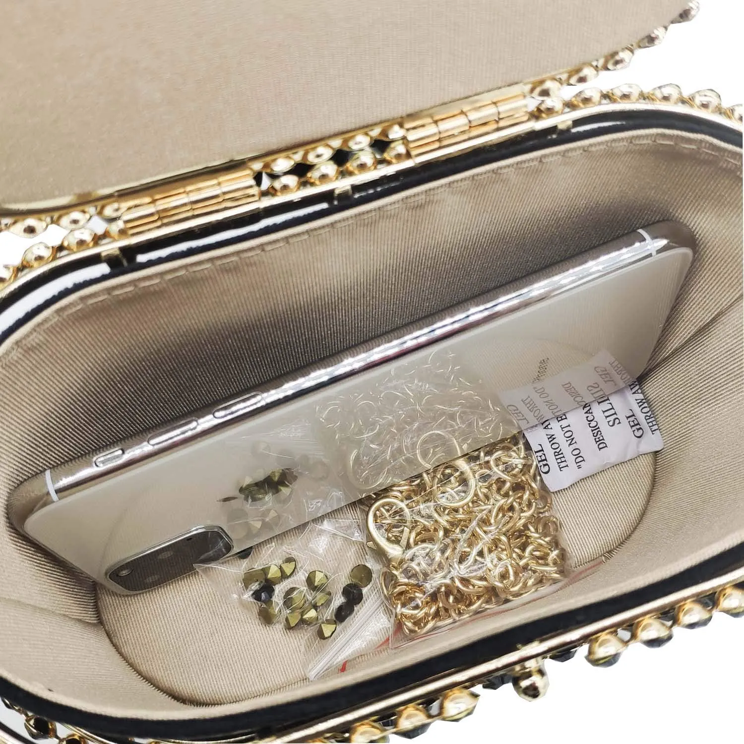 Boutique De FGG Elegant Evening Handbag with Pearl Rhinestone Bucket Bag Crystal Clutch Purses for Wedding Party Small Tote
