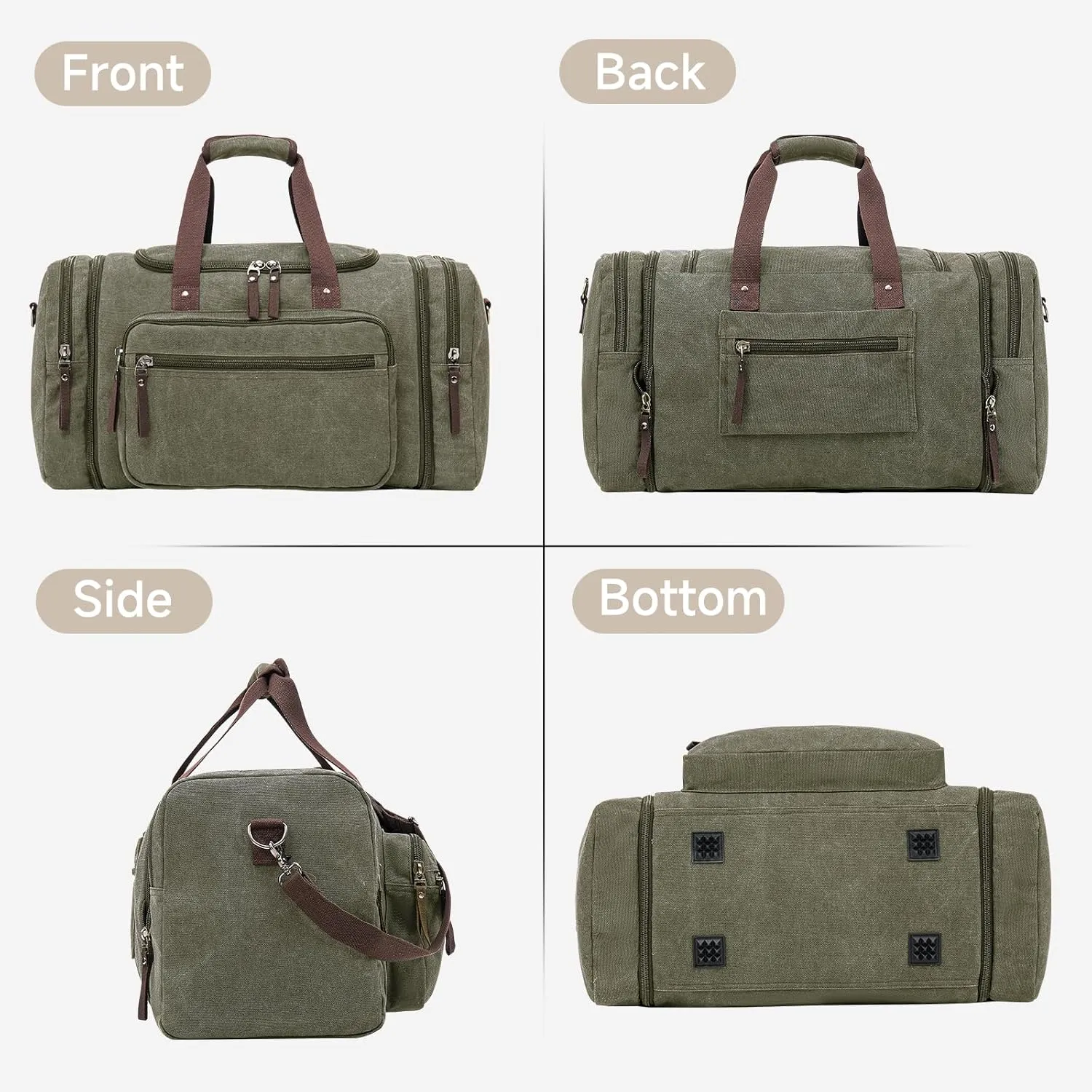 Canvas Duffle Bag for Travel 45L Duffel Overnight Weekender Bag