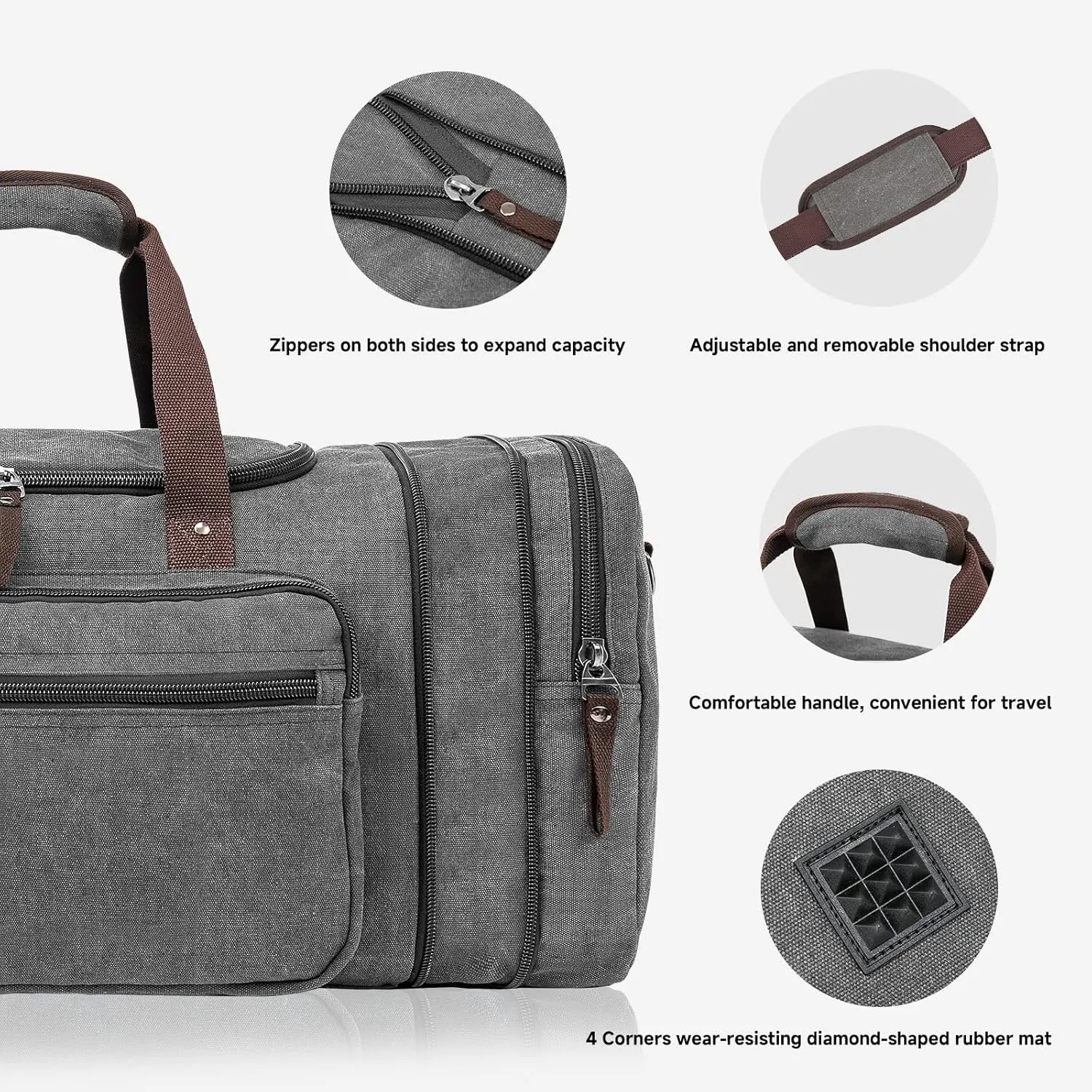 Canvas Duffle Bag for Travel 45L Duffel Overnight Weekender Bag