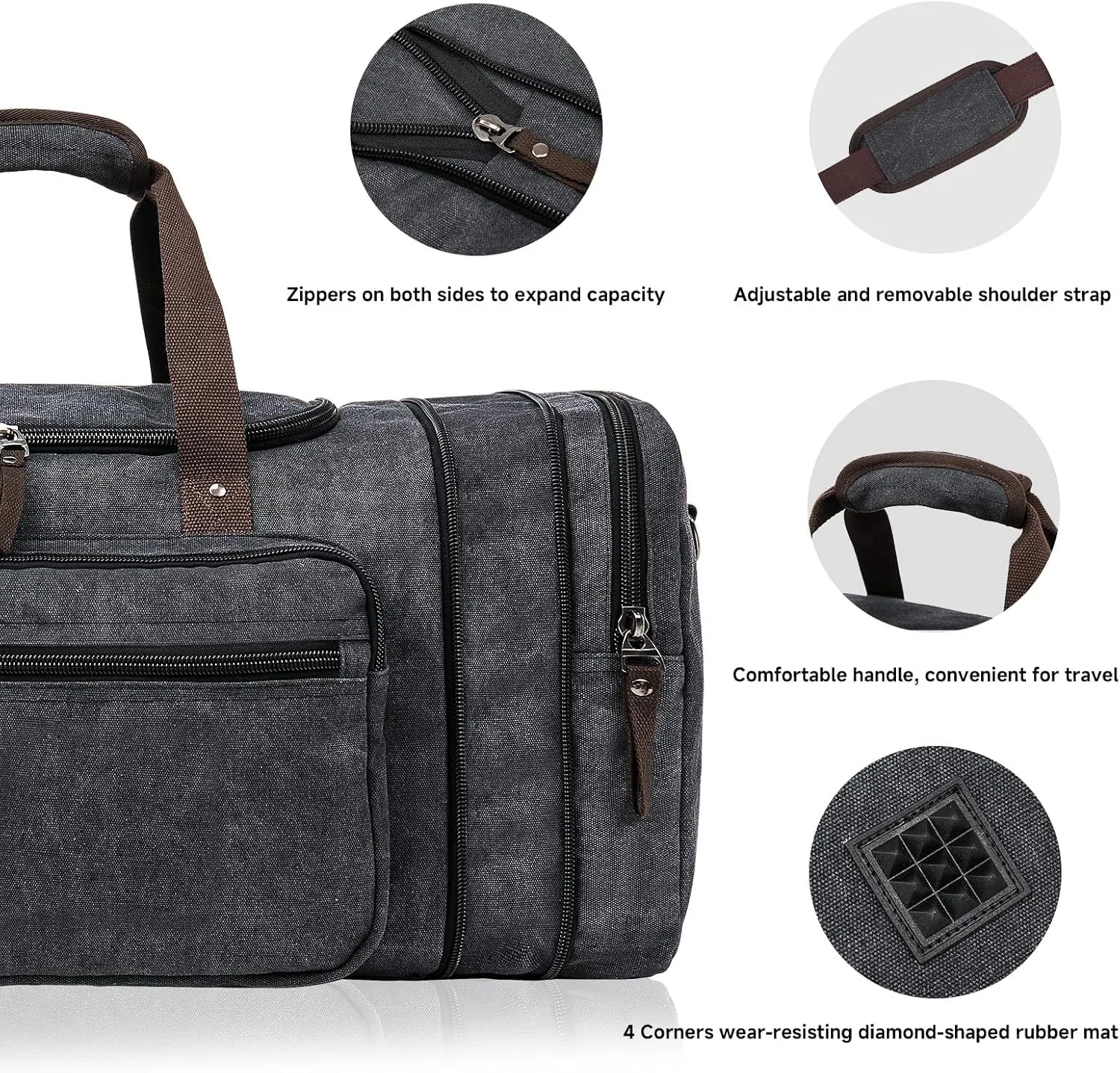 Canvas Duffle Bag for Travel 45L Duffel Overnight Weekender Bag