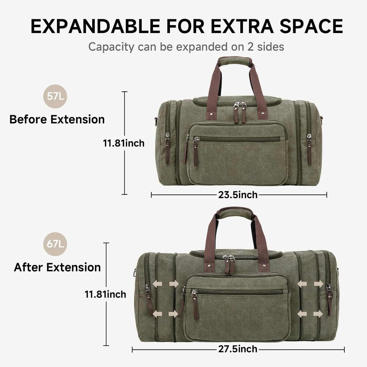 Canvas Duffle Bag for Travel 45L Duffel Overnight Weekender Bag