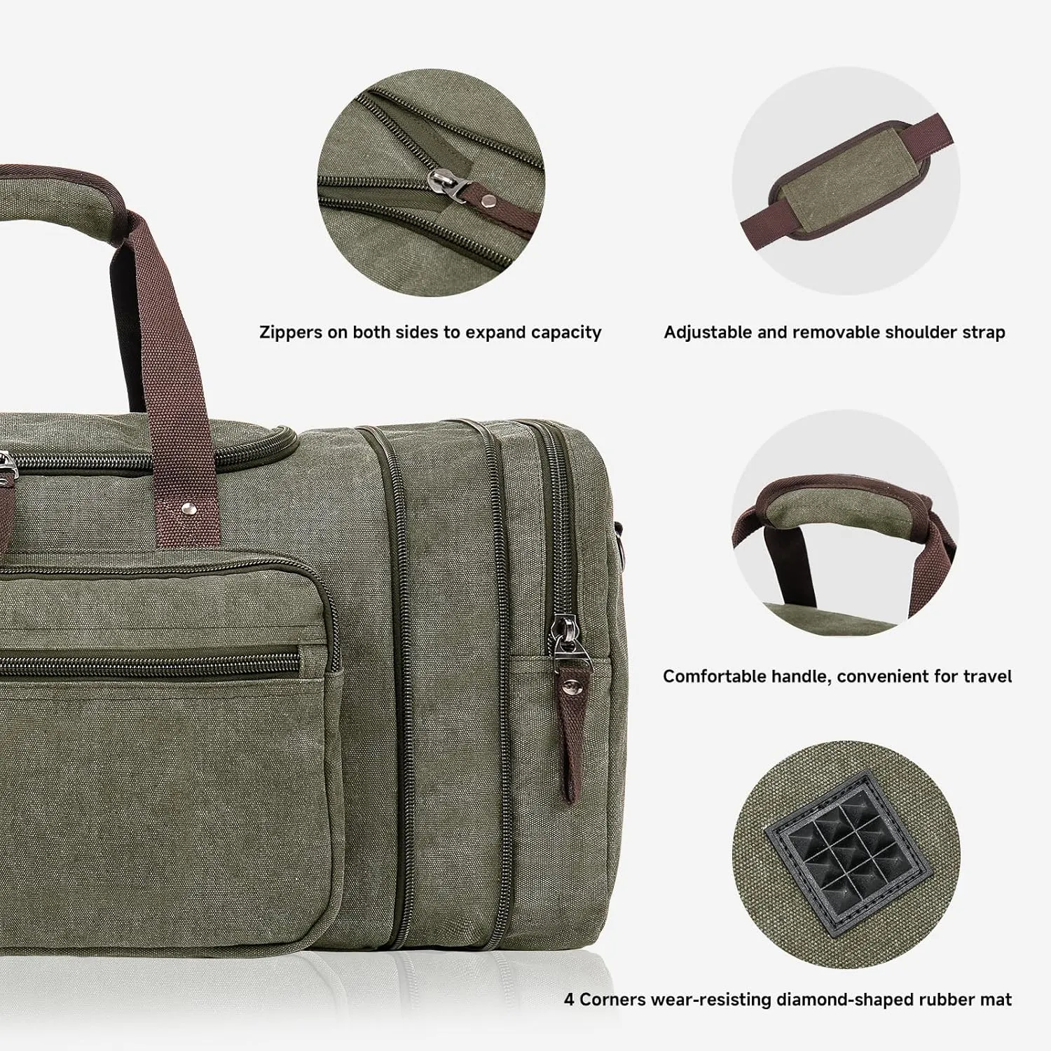 Canvas Duffle Bag for Travel 45L Duffel Overnight Weekender Bag