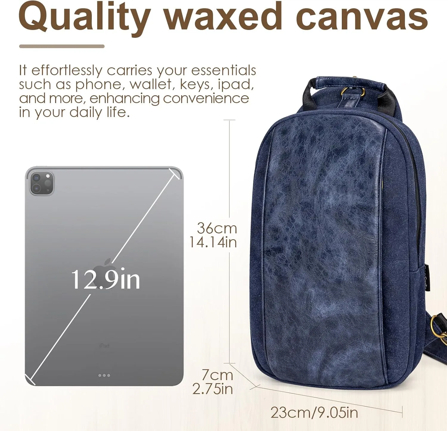 Canvas Messenger Bag Sling Bag Crossbody Shoulder Bag for Men Women Travel Work Satchel Bags