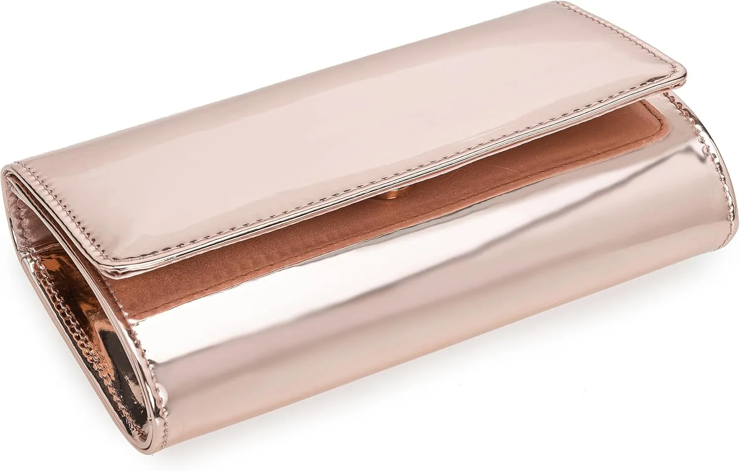 CHARMING TAILOR Faux Leather Wedding Clutch for Women Metallic PU Formal Bag Mirrored Patent Evening Party Purse