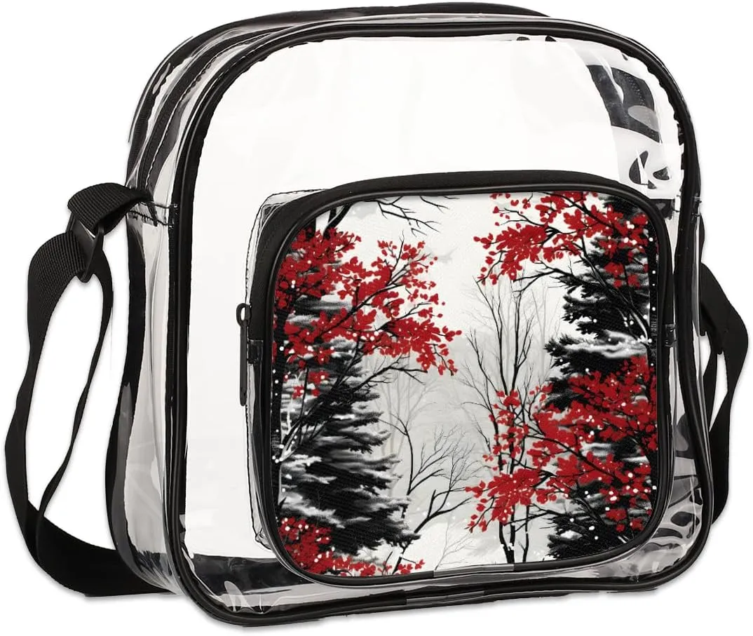 Clear Crossbody Bag with Adjustable Shoulder Strap, PVC Transparent Purse Messenger Bag for Women and Men