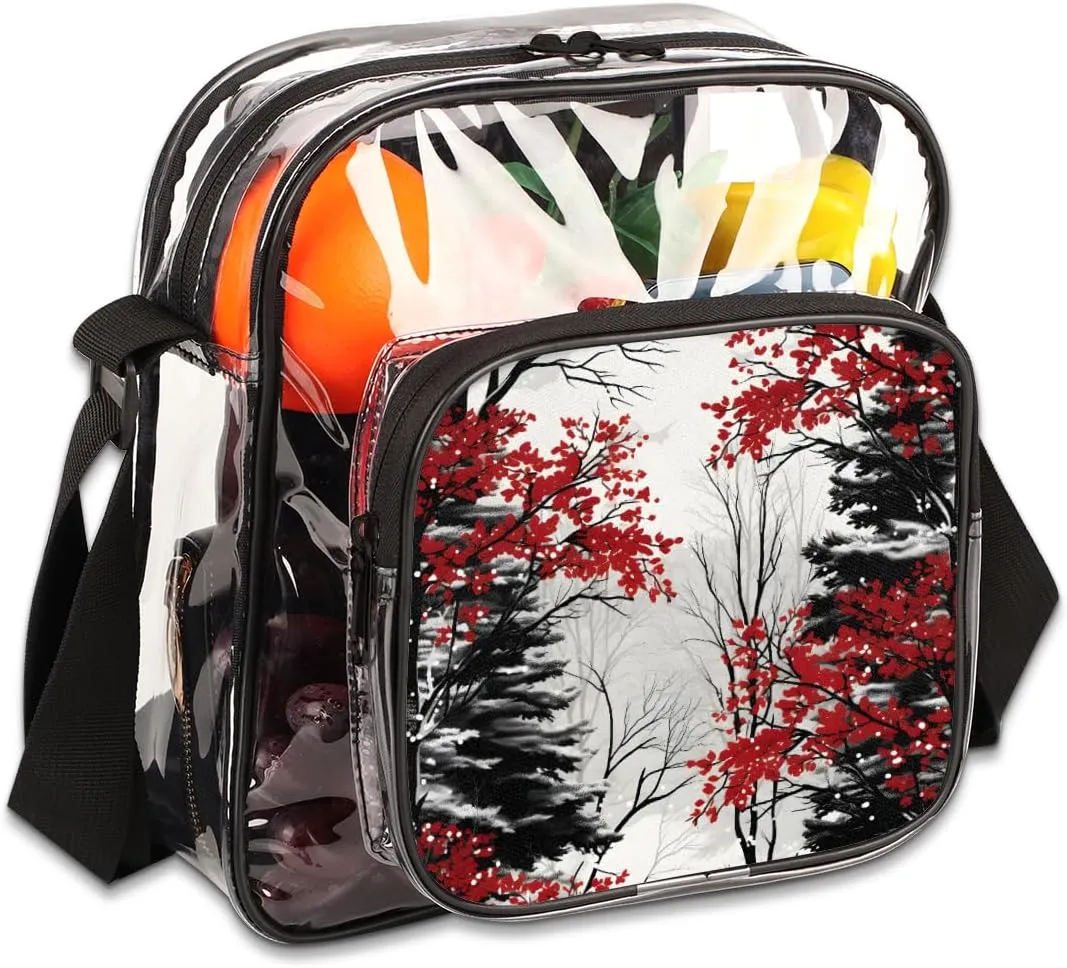 Clear Crossbody Bag with Adjustable Shoulder Strap, PVC Transparent Purse Messenger Bag for Women and Men