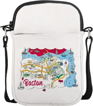 CMNIM Boston Merch Boston Map Mini Crossbody Bag City of Boston Themed Gifts Boston Souvenir Gifts for Traveller Phone Bag