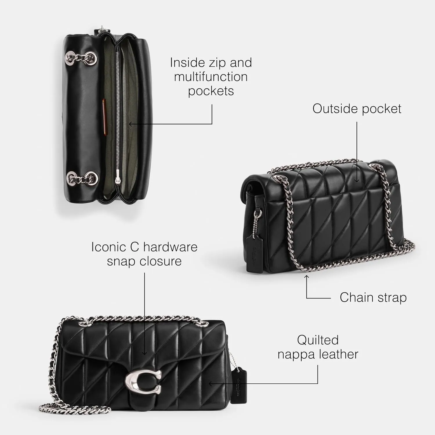 COACH Quilted Tabby Shoulder Bag 26 with Chain