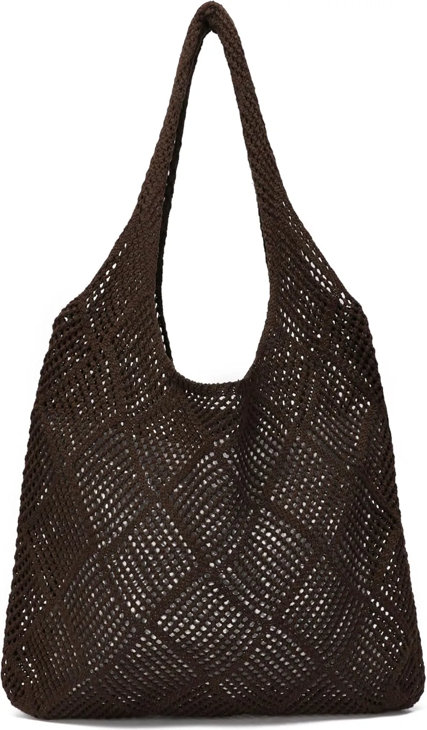 Crochet Tote Bags Summer Beach Bag for Women Vacation Mesh Knit Bag Hippie Bag