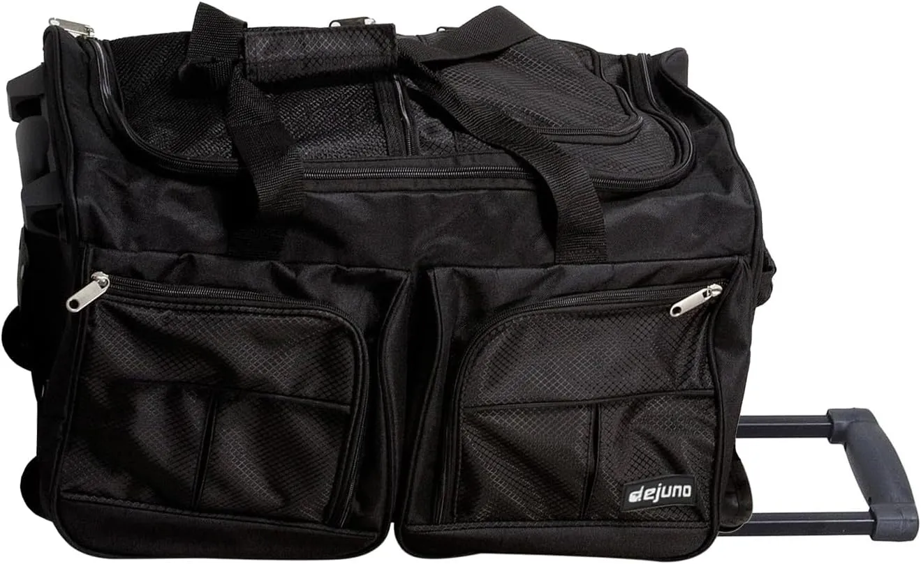 Dejuno 20-Inch Carry-on Rolling Duffle Bag, Black, One Size