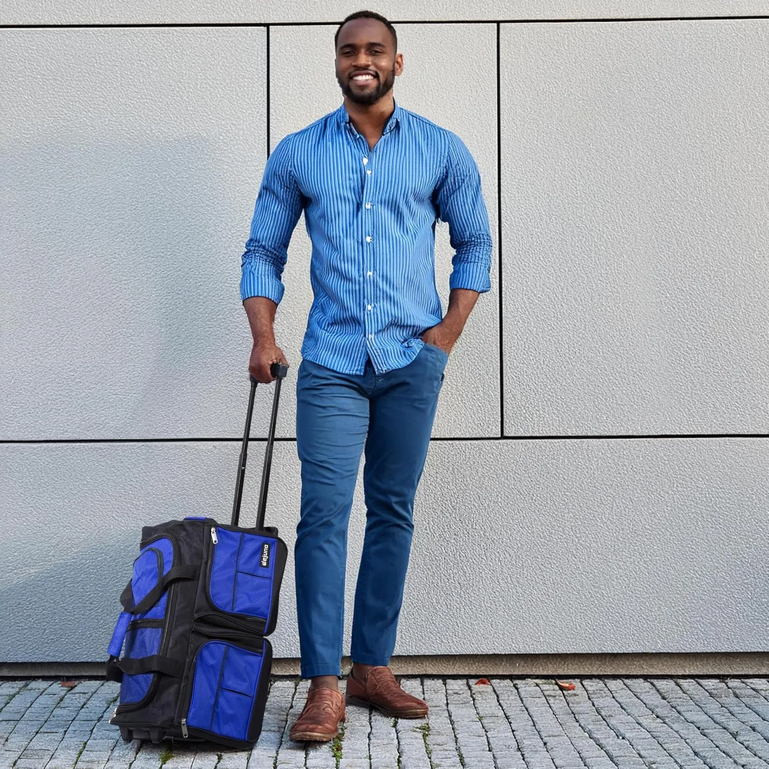 Dejuno 20-Inch Carry-on Rolling Duffle Bag, Blue, One Size