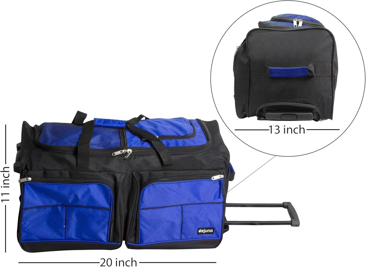 Dejuno 20-Inch Carry-on Rolling Duffle Bag, Blue, One Size