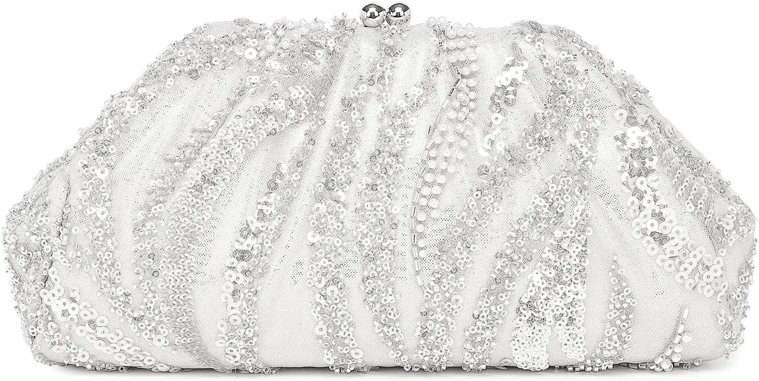 Designer Clutch Purses for Women Formal Evening Bag and Dumpling Handbag for Wedding Bridal Prom