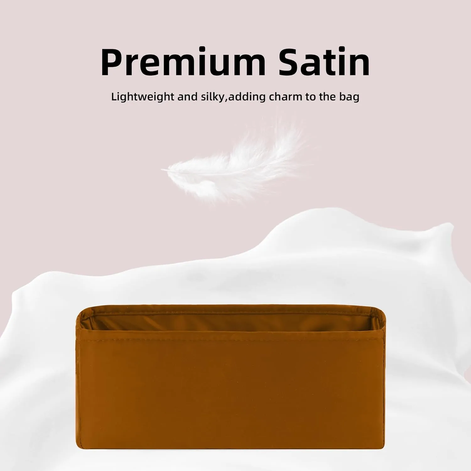 DGAZ Silk Purse Organizer Insert For Loro Piana Extra Pocket Bags,Silky Smooth Bag OrganizerLuxury Handbag & Tote Shaper(Caramel,Extra Pocket 27)