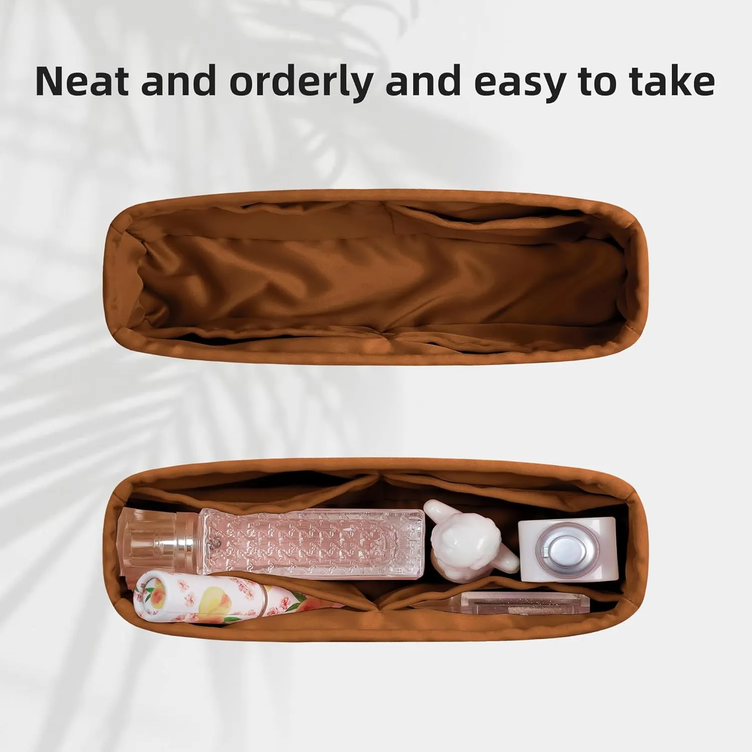DGAZ Silk Purse Organizer Insert For Loro Piana Extra Pocket Bags,Silky Smooth Bag OrganizerLuxury Handbag & Tote Shaper(Caramel,Extra Pocket 27)