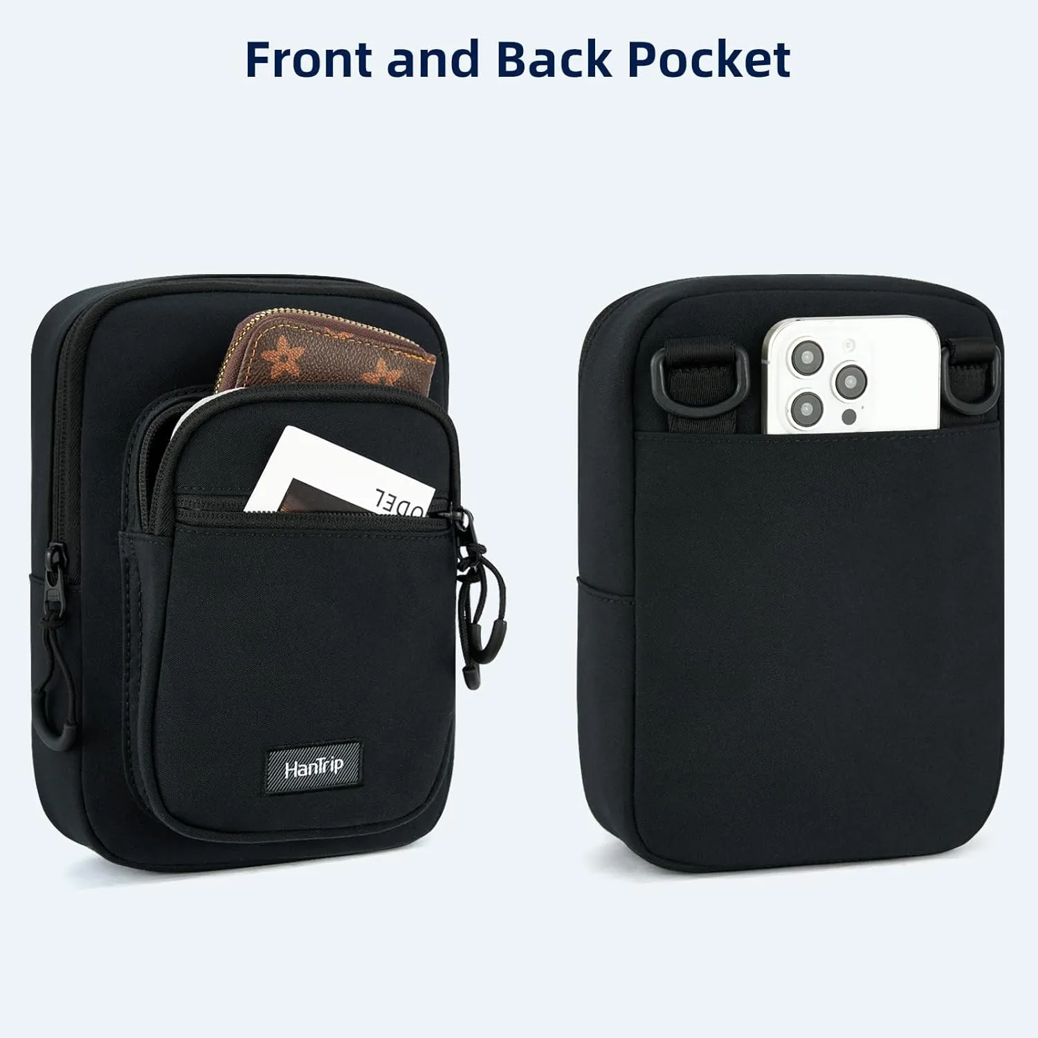 Durable Crossbody Bag for Men and Women Adjustable Shoulder Sling Bag with Multiple Zipper Pockets Unisex Daypack
