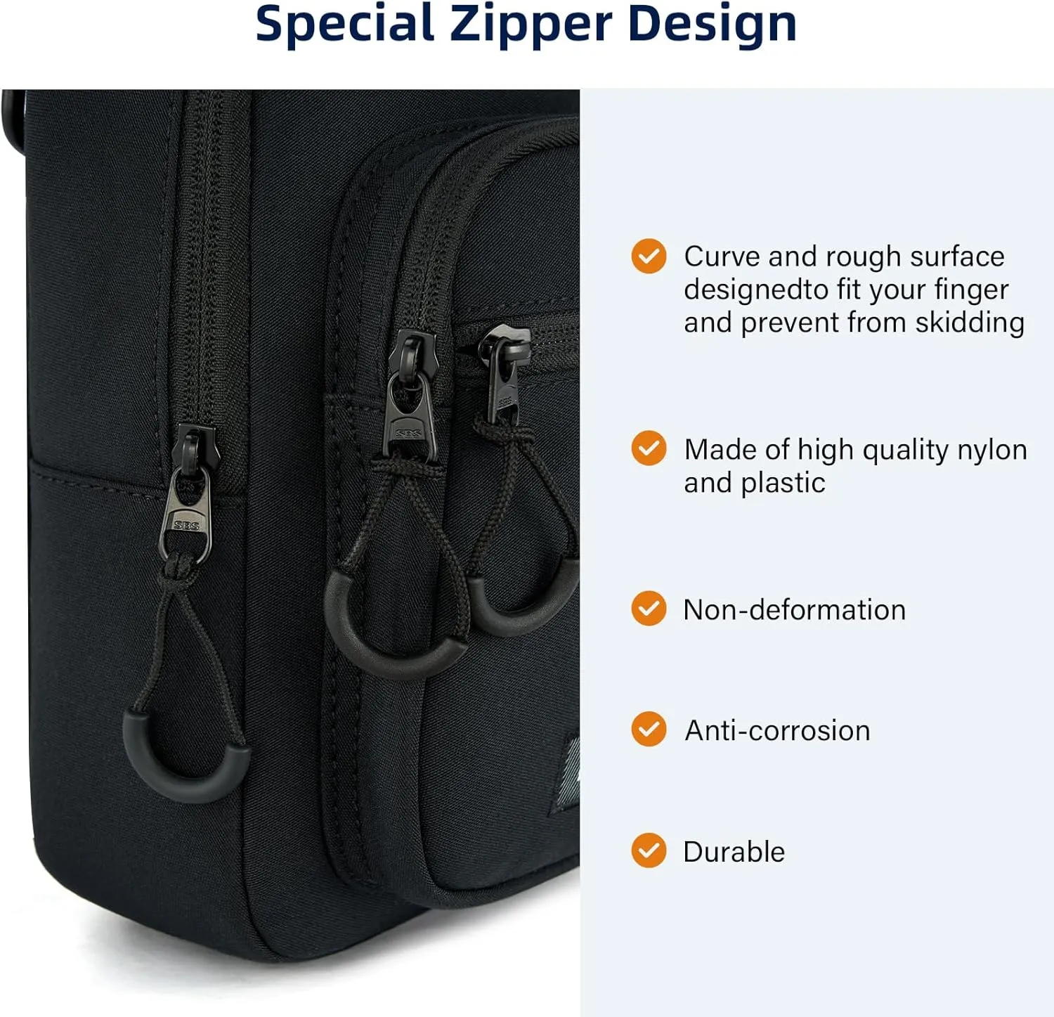 Durable Crossbody Bag for Men and Women Adjustable Shoulder Sling Bag with Multiple Zipper Pockets Unisex Daypack