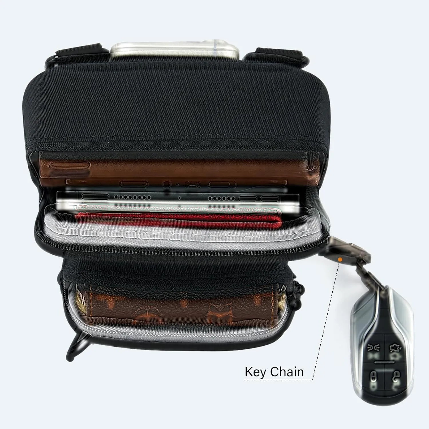 Durable Crossbody Bag for Men and Women Adjustable Shoulder Sling Bag with Multiple Zipper Pockets Unisex Daypack