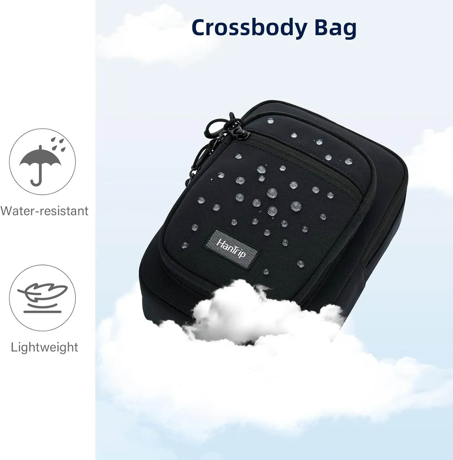 Durable Crossbody Bag for Men and Women Adjustable Shoulder Sling Bag with Multiple Zipper Pockets Unisex Daypack