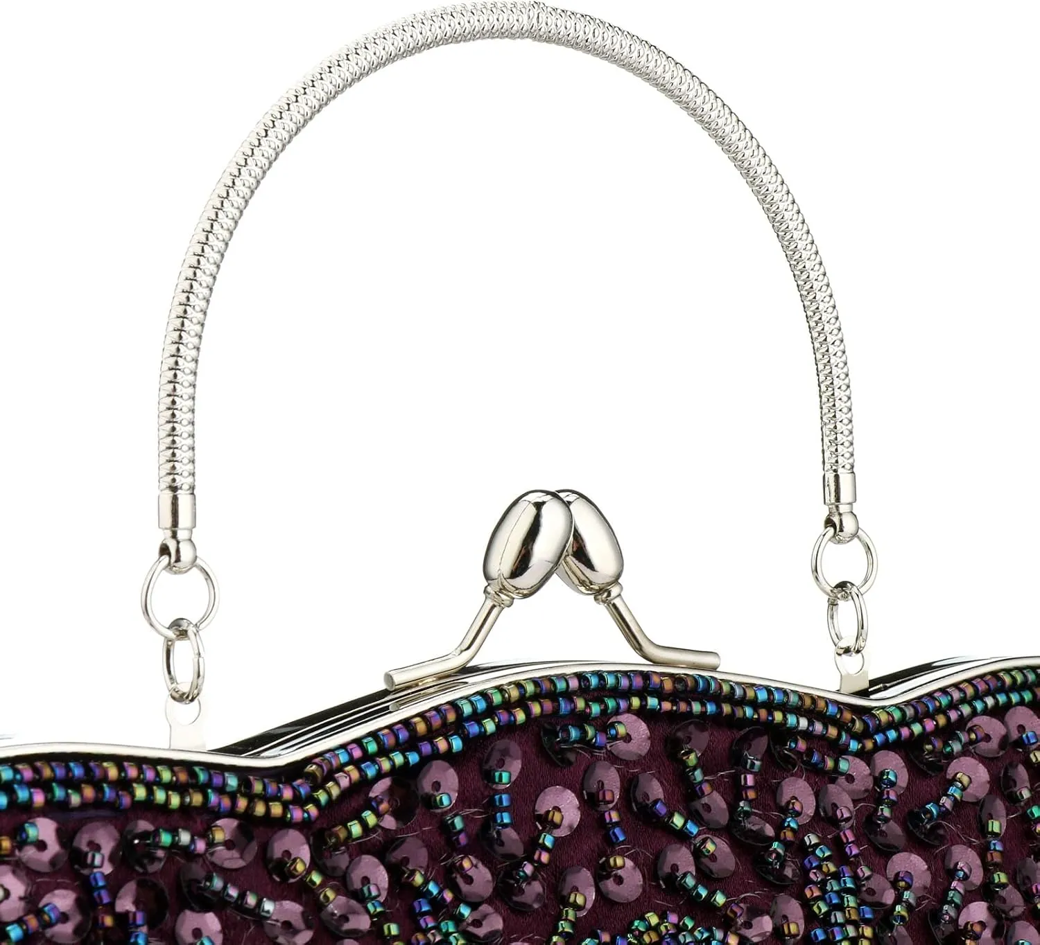 Floral Designer Evening Bag Beaded Sequin Design Vintage Kissing Lock Satin Clutch Purse Bag Wedding Party Clutch