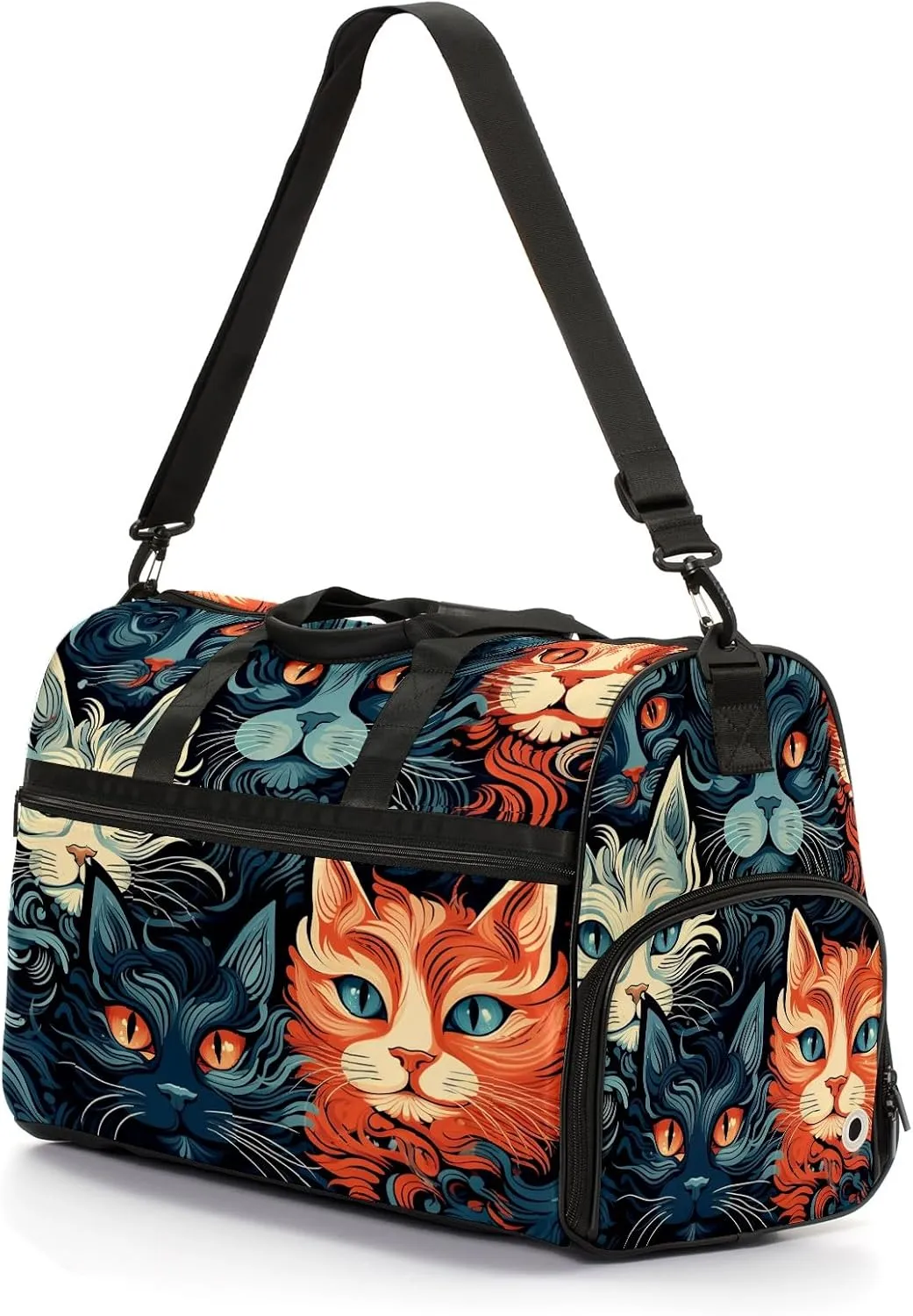 Gym Bag for Women, Carry on Weekender Overnight Bag, Travel Duffel Bags, Personal Item Travel Bag Tote Bag Workout Dance Bag, Cat - 2