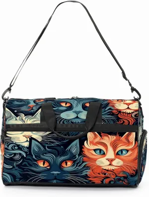 Gym Bag for Women, Carry on Weekender Overnight Bag, Travel Duffel Bags, Personal Item Travel Bag Tote Bag Workout Dance Bag, Cat - 2