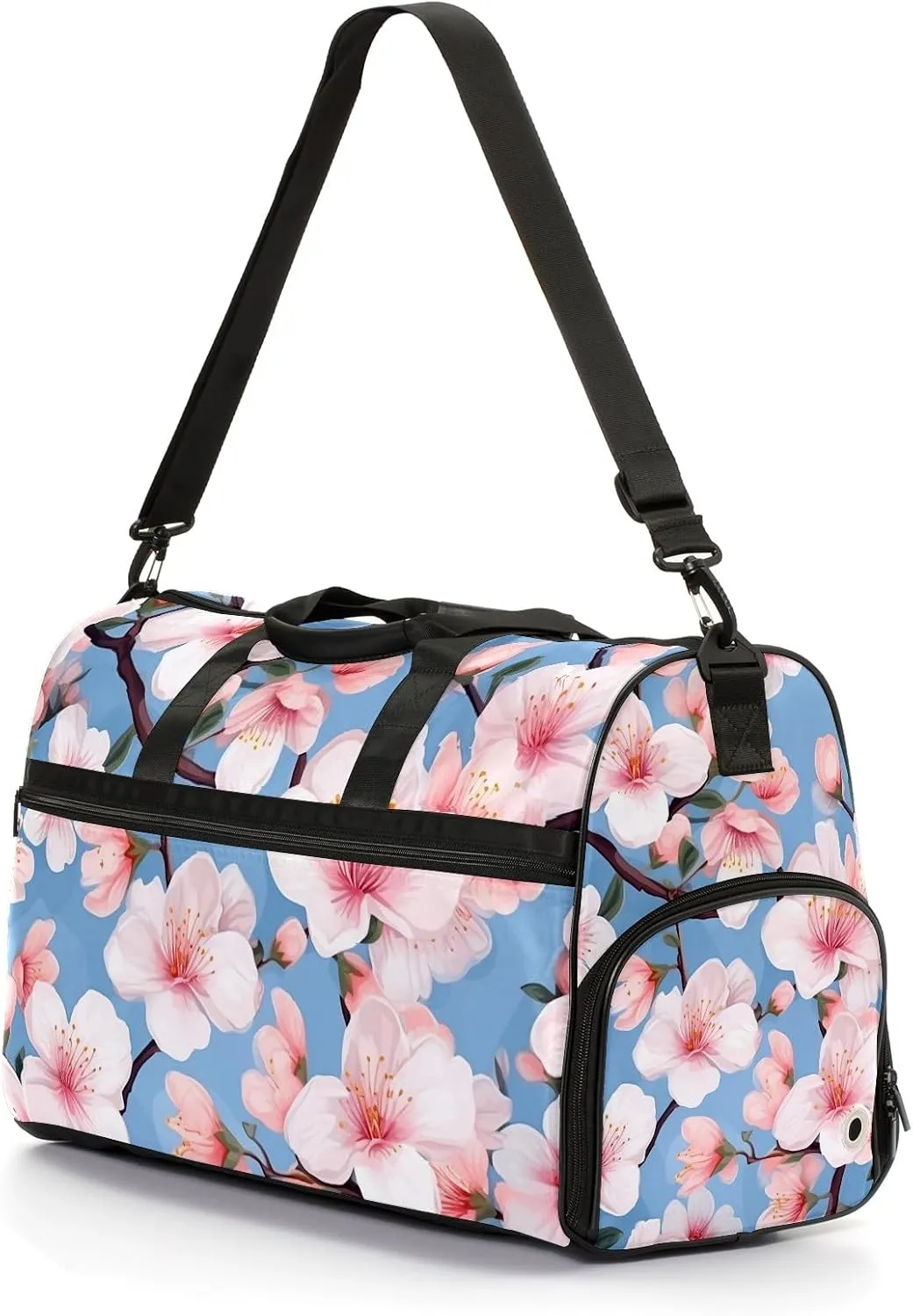 Gym Bag for Women Men, Yoga Bag with Shoe Pocket, Travel Duffel Tote Bag for Plane, Workout, Swimming, Weekend Overnight Bag Carry on Bag Hospital Holdalls, Love Peach Blossom - 3