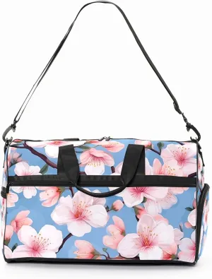Gym Bag for Women Men, Yoga Bag with Shoe Pocket, Travel Duffel Tote Bag for Plane, Workout, Swimming, Weekend Overnight Bag Carry on Bag Hospital Holdalls, Love Peach Blossom - 3