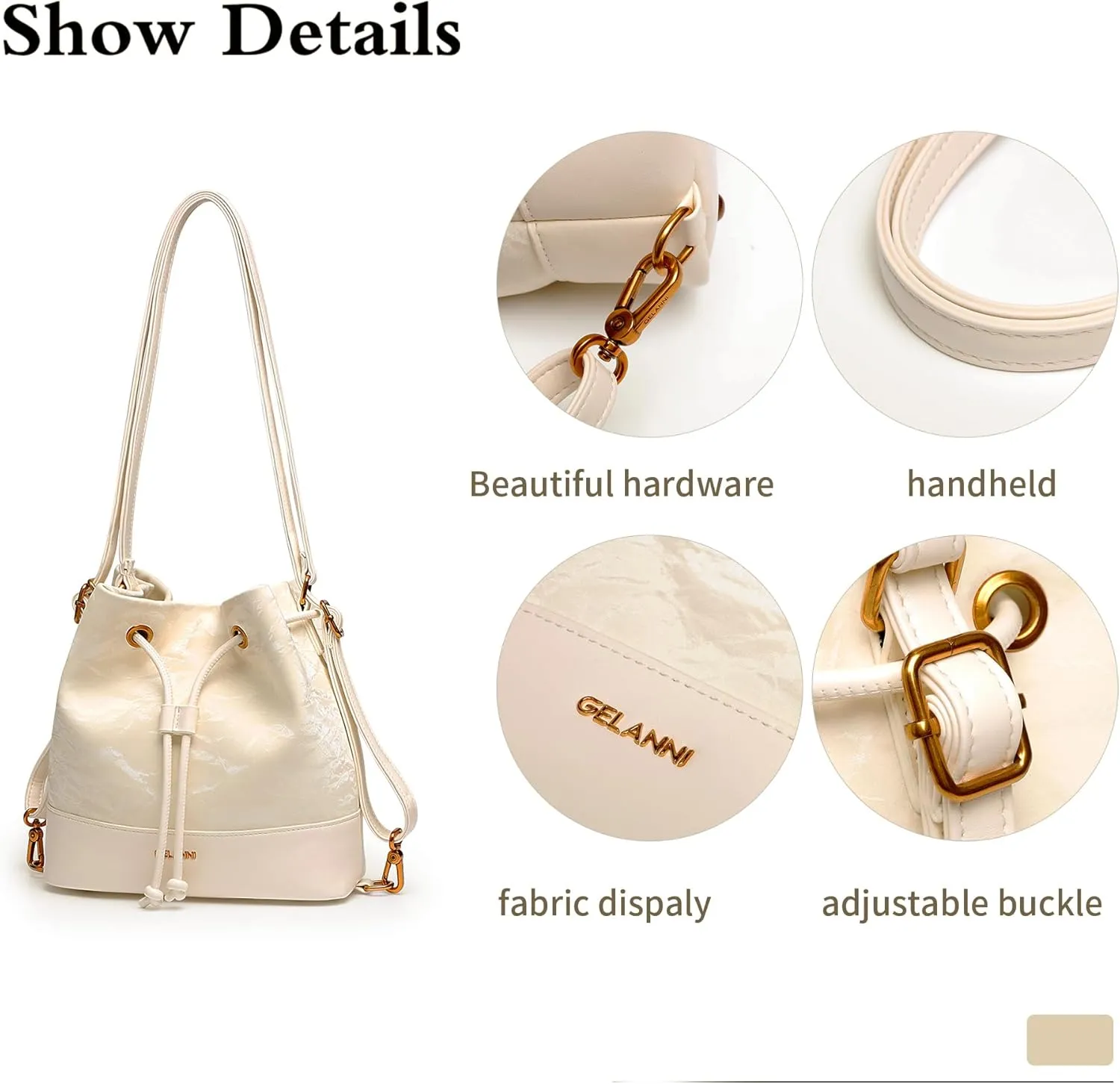 Hobo Bucket Bags for Women PU Leather Trendy Shoulder Purses Small Crossbody Bag with Adjustable Strap