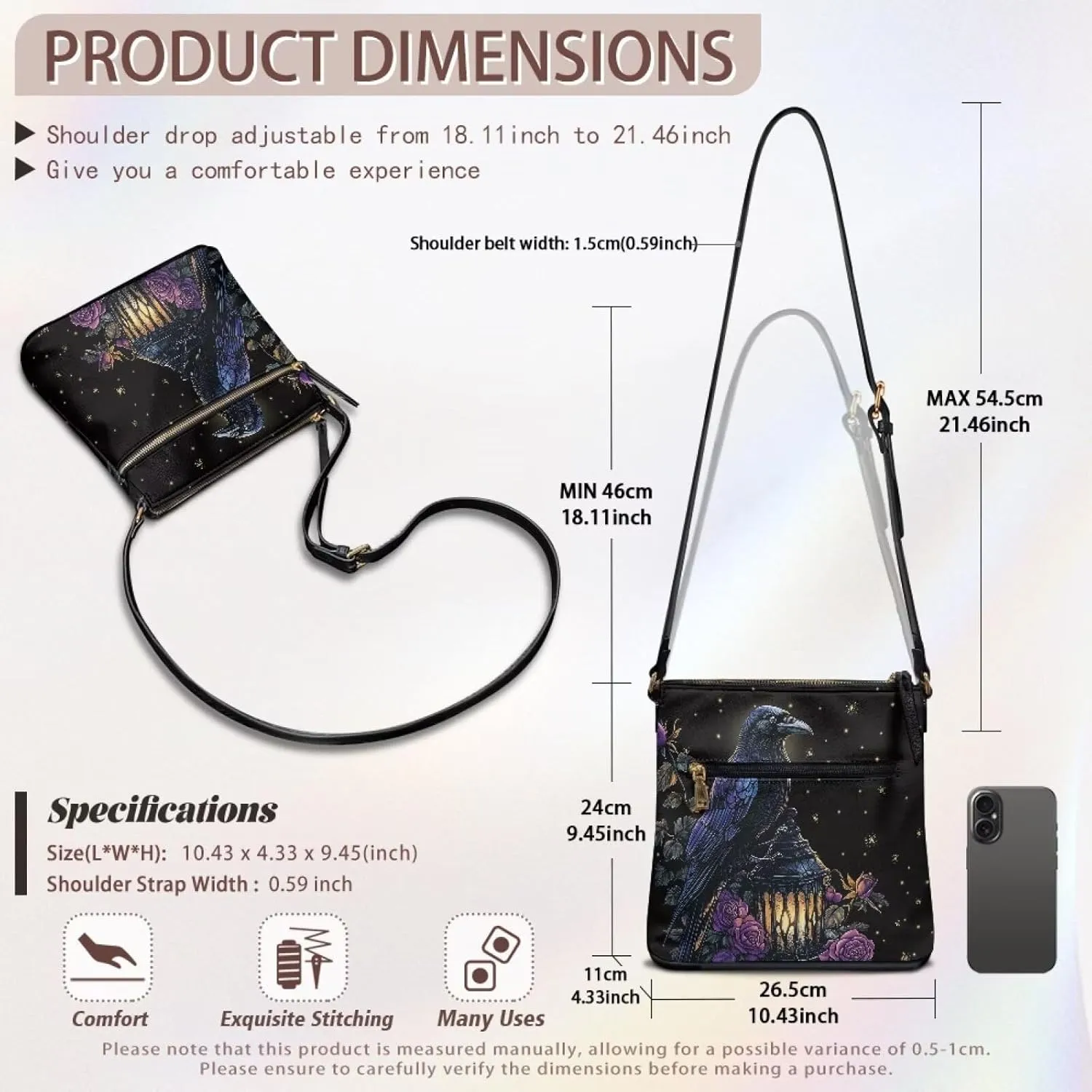 HUGS IDEA Crossbody Purse for Women,Lightweight Crossbody Bag Soft Leather Women's Shoulder Handbags