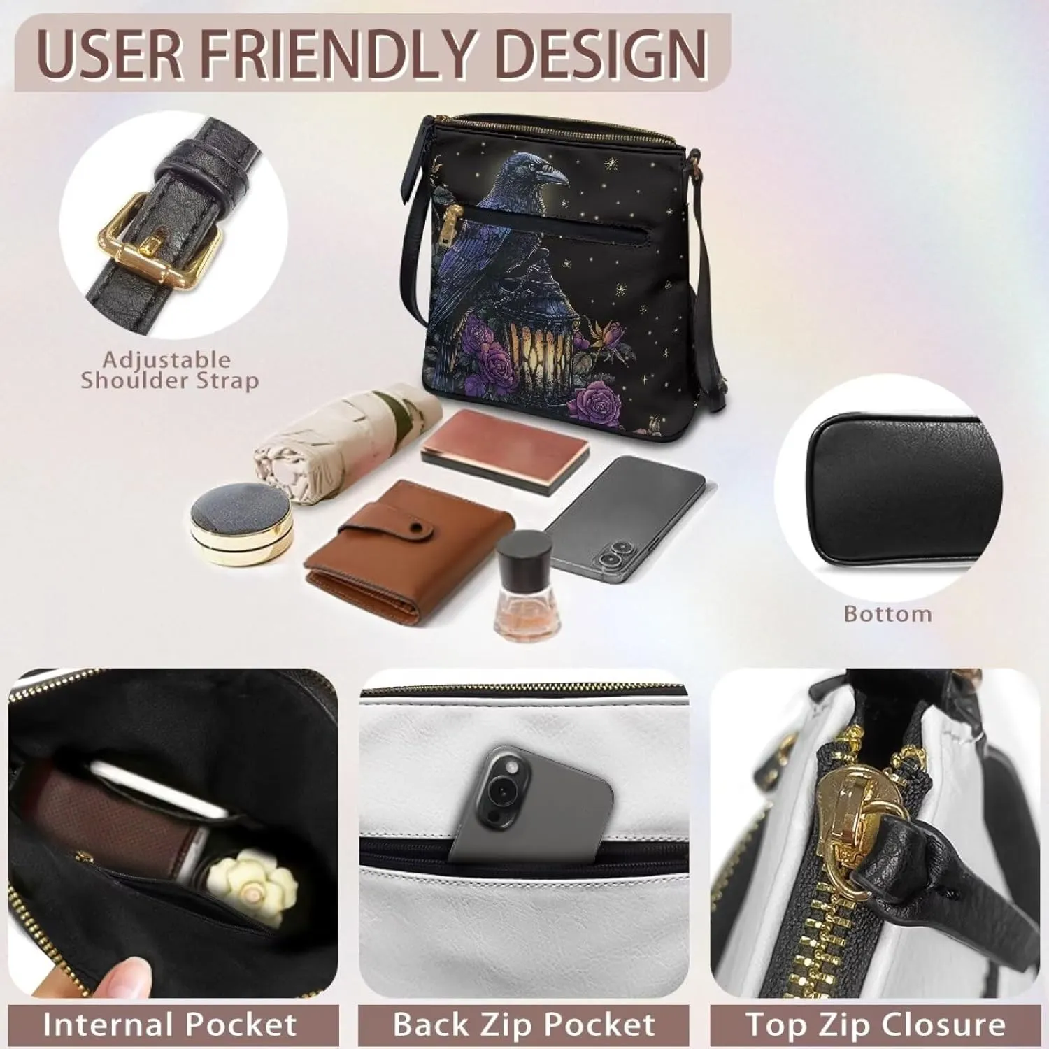 HUGS IDEA Crossbody Purse for Women,Lightweight Crossbody Bag Soft Leather Women's Shoulder Handbags