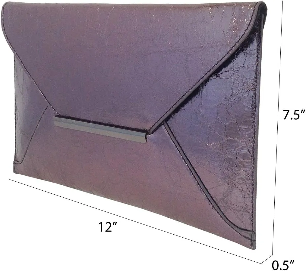 JNB Crushed Metallic Envelope Clutch