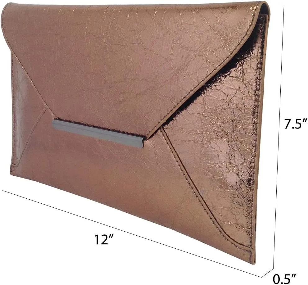 JNB Crushed Metallic Envelope Clutch