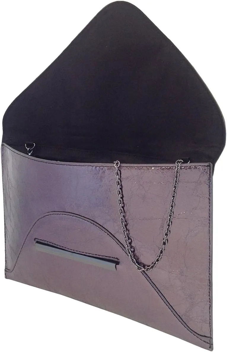 JNB Crushed Metallic Envelope Clutch
