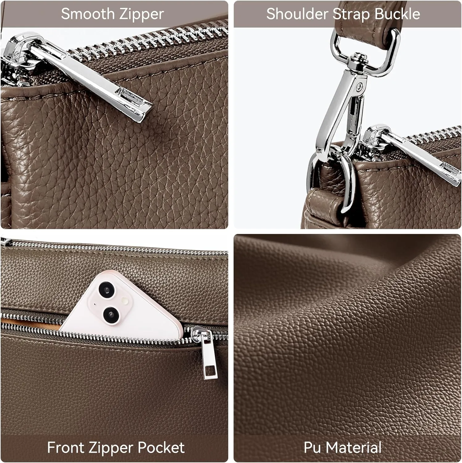 KALIDI Crossbody Bag Vegan Leather Casual Zipper Work Bag Weekender Hobo for Women shoulder Travel Dating