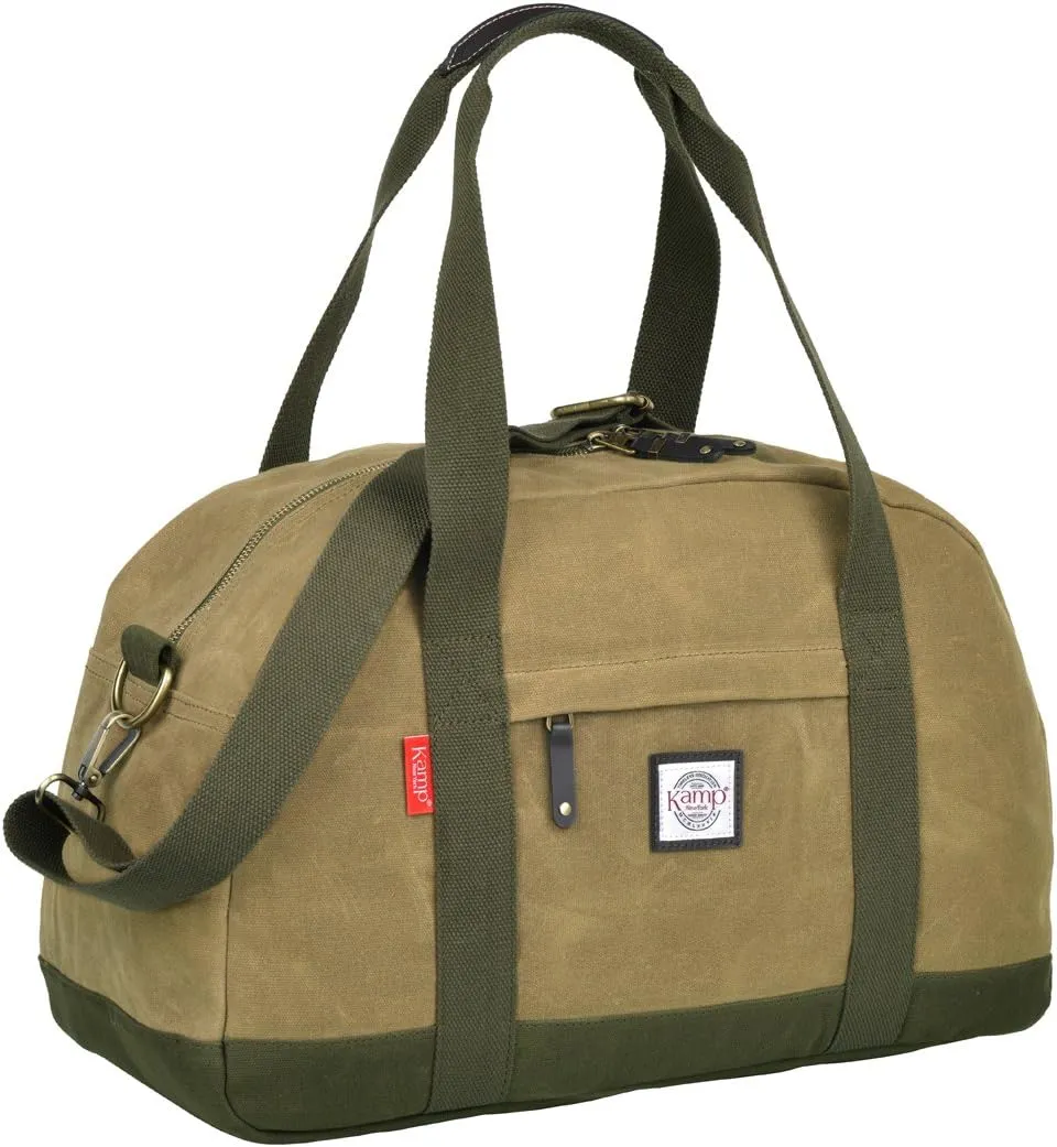 KAMP NEW YORK Boston Travel Duffel Bag, Weekender Overnight Shoulder Bag for Men and Women (Beige)
